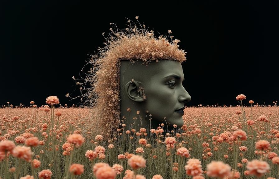 by Brooke Shaden and Hans Haacke , photograph, Shameful, profile of a Decorative Fashionable The Box of Apocalypse
