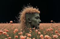 by Brooke Shaden and Hans Haacke , photograph, Shameful, profile of a Decorative Fashionable The Box of Apocalypse