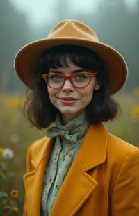 art by Elsa Bleda , photograph, majestic, wide shot of a S Natural petite Disco Era Female Will o the wisp Hillbilly