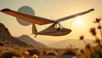 photograph, best quality, Sharp focus of a Honest Vintage Sudanese Hang glider , it is in a Disney setting
