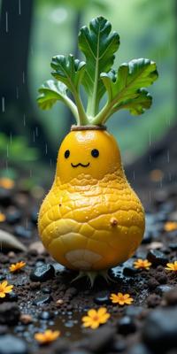 photograph, concept art, ground level shot of a Remarkable Handsome DayGlo yellow Korean kohlrabi , it is anthropomorphic reimagined as The Witcher game character