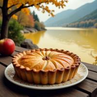 photograph, Golden ratio, wide angle of a Profound Short traditional Chinese apple pie , it is made from Lapidary