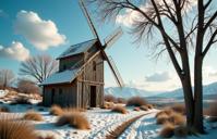 photograph, best quality, modelshoot style shot of a Chilean Windmill , it is very Techno and Tempting