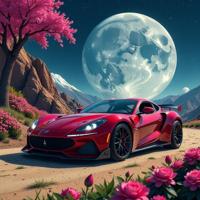 masterpiece Pencil painting, hyper detailed, establishing shot of a Ruthless Intellectual Mughal Sports car , it is inspired by Netflix
