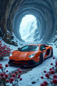 Digital art depicting a serious and anthropomorphic Malaysian Lamborghini , a movie character from One Piece series with a moving The Eyrie in the foreground, inside of a Moving The Eyrie of House Arryn, a festive interstellar wormhole with wild berry bush