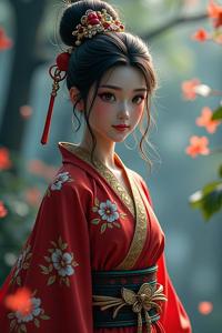 Digital art piece featuring a character inspired by the iconic character from Toyota s It Ryo series, with a focus on ornate details and a magical atmosphere