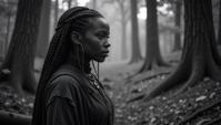 black and white photo of Jaheira, Friend of the Forest , Monochrome, timeless
