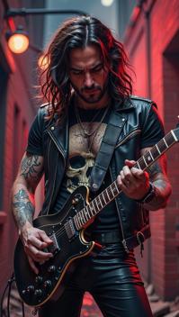 Cartoony Pernicious Deed , rocking the rock style, Leather, band tees