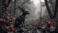 high contrast art by Laurent Baheux and Brian Mashburn , Wild berry bush, shallow depth of field, Ethereal Lighting