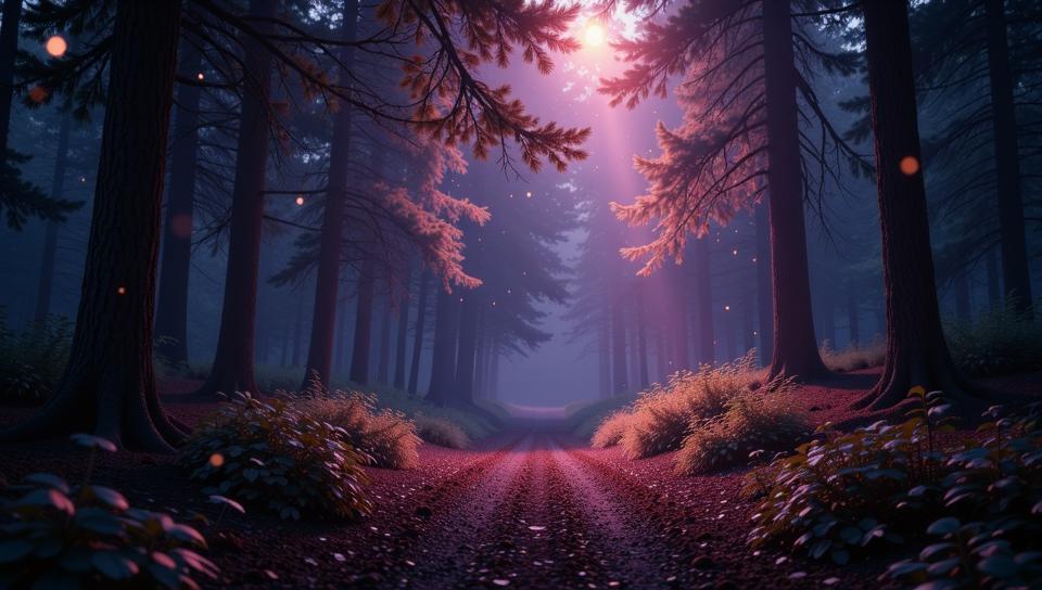 Indigo forest, glitter texture, radiant god rays, Alfred Heber Hutty