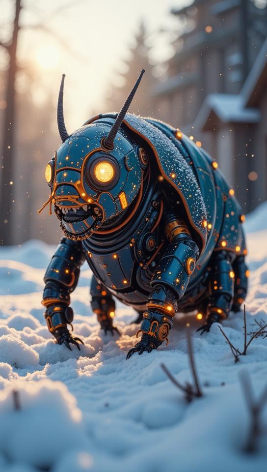sci fi, by Paolo Soleri, digital art, robotic Caterpillar
