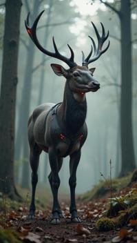 sci fi, art by Christopher Balaskas, digital art, robotic Deer