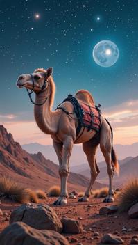 sci fi, stylized by Alejandro Burdisio Les Edwards , digital art, robotic baby Camel