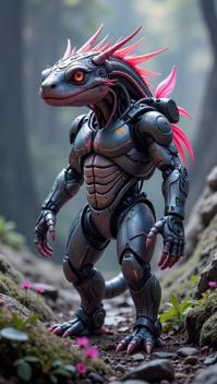 sci fi, digital art, robotic Newt, in cybernetics