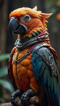 sci fi, by Doug Chiang , digital art, robotic hybrid Parrot