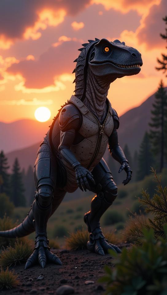 sci fi, art by Matti Suuronen, digital art, robotic Velociraptor