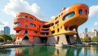 building, by Gaetano Pesce Oscar Niemeyer , architecture of a Angular Dam , city