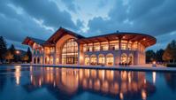 building, architecture of a Sports complex The Alhambra , Bokeh, by Cody Ellingham