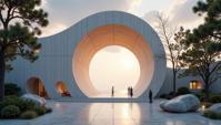 building, architecture of a Portal, attractive, stylized by Sou Fujimoto