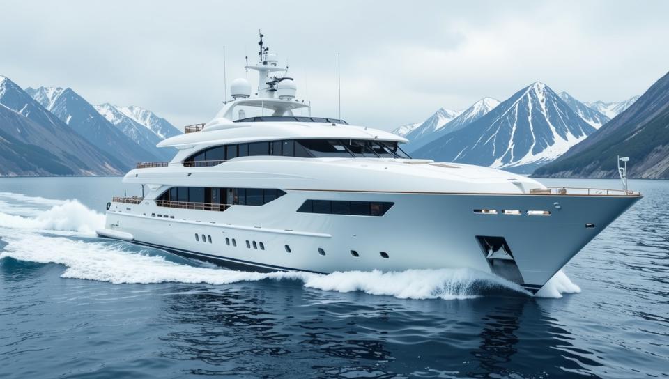 architecture of a Cold White and Silver Mega yacht, sharp focus, background inspired, imposing