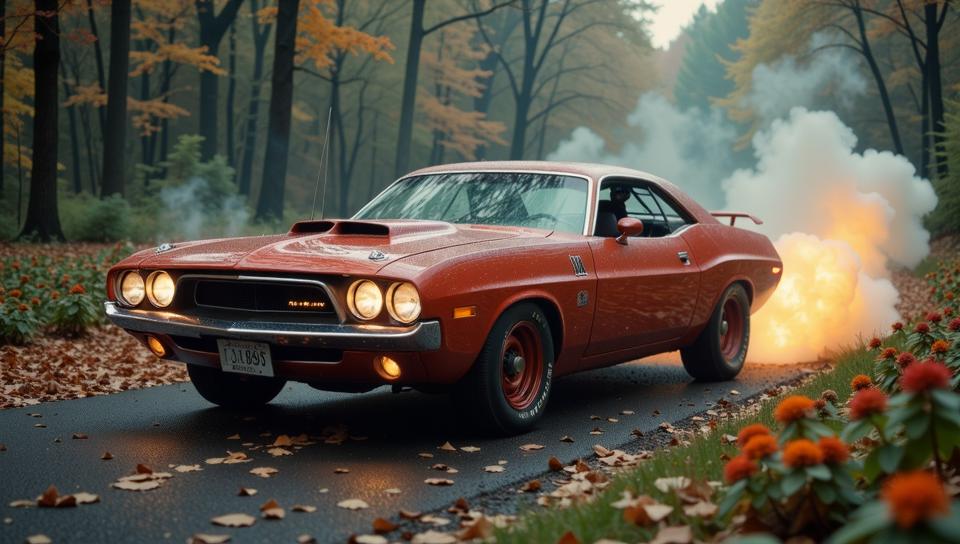 photograph, Frantic Muscle car, Ilford FP , atmospheric perspective