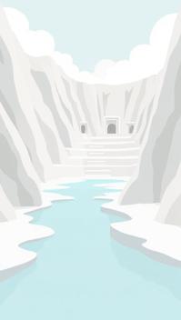 salmon theme, Design a minimalist poster featuring the cascading white travertines of Pamukkale, with the ancient theater of Hierapolis subtly integrated in the background, using a cool color palette and clean typography