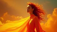 designed by Horst P Horst , Fashion photography of a supermodel, wearing spring fashion outfit, her hair is Red