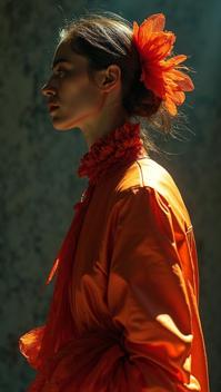 by Nick Knight, Fashion photography of a supermodel, , he is dressed in Abstract Art fashion style fashion outfit