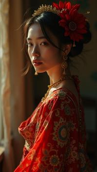 art by David Sims, Fashion photography of a supermodel, she is dressed in Turkish fashion outfit, shallow depth of field