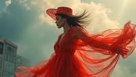 Fashion photography of a supermodel, dressed in fashion outfit, American Scene Painting, Intentional Camera Movement