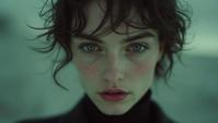 art by Monia Merlo and Peter Lindbergh, Fashion photography of a Northern supermodel , he is in a Alien setting, Symmetrical shaped face