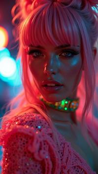 Fashion photography of a Glamorous Flemish supermodel, wearing Cyberpunk fashion outfit, One Eyed, Sunny