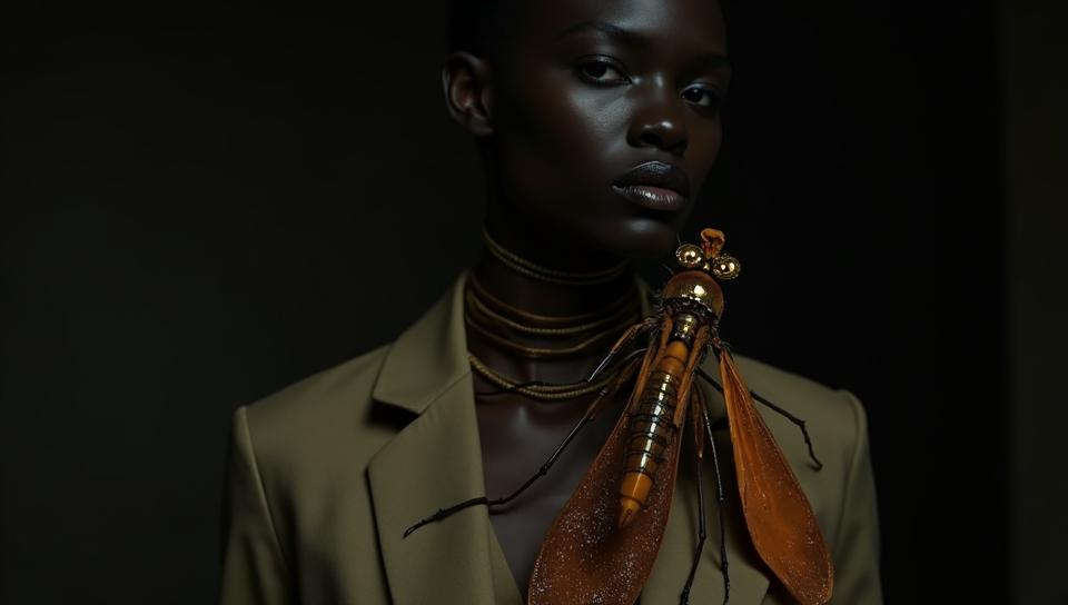 by David Sims, Fashion photography of a Kenyan Damselfly , Dorky, it is dressed in fashion outfit