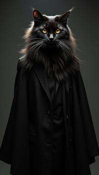 stylized by Marina Abramovi and Stefan Gesell , Fashion photography of a Maine Coon Cat , in fashion outfit, Body art