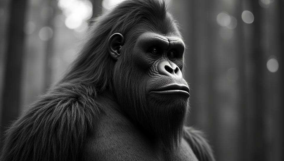 Fashion photography of a Groovy Bigfoot, it is dressed in a fashion outfit, It is Elegant, Zen
