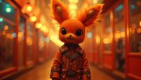Fashion photography of a Fire theme , Machamp , Smart, wearing fashion outfit