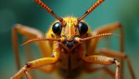 art by Norman Parkinson, Fashion photography of a Energetic Assassin Bug wearing a Mutton Chops, wearing fashion outfit, fashion photography