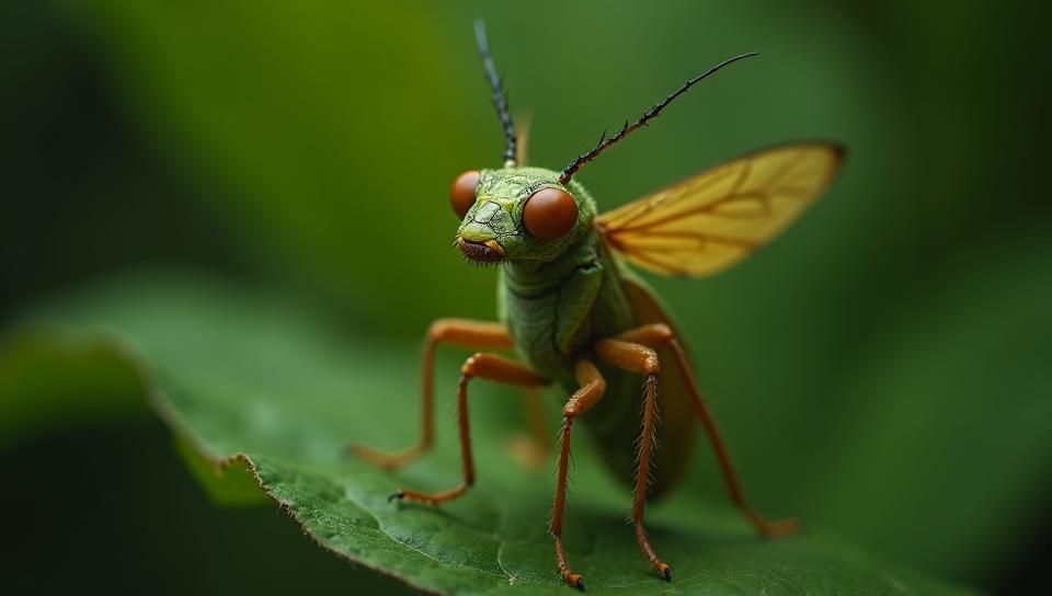 stylized by Ellen von Unwerth, Fashion photography of a Cute Leaf Insect, it is wearing a fashion outfit, soft focus