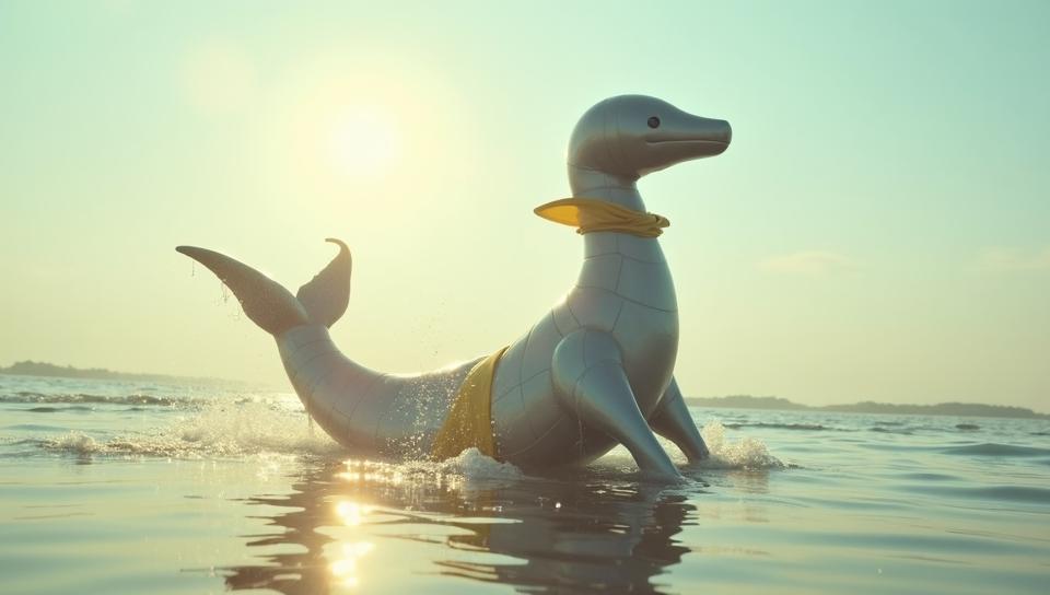 stylized by Daria Endresen and Carsten Meyerdierks, Fashion photography of a Robotic Wet Sea Weasel Pok mon, concept art, wearing fashion outfit