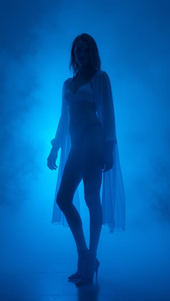 designed by Archillect , Fashion photography of a tall Parent, Cleaning, electric blue theme