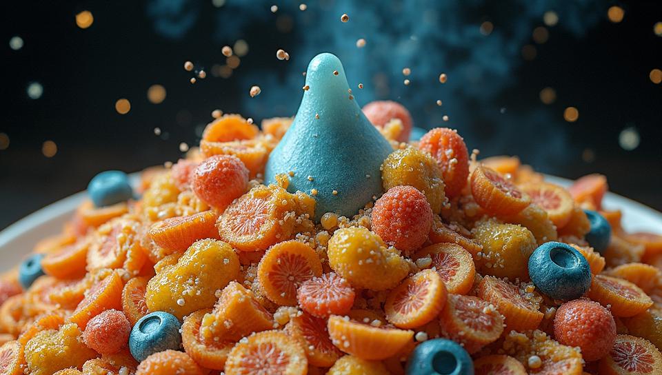 art by Storm Thorgerson, Food photography of a cereal suama , Album covers, surreal