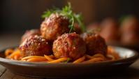 Food photography of a Meatballs, S, Sharp and in focus, civil rights