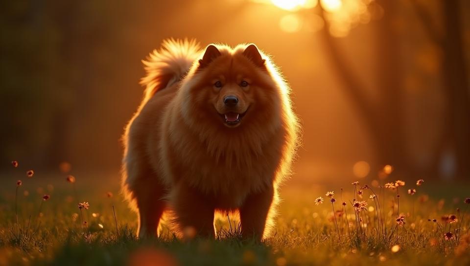 Food photography of a Swiss chow, at Golden hour, film grain, Canon RF