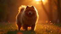Food photography of a Swiss chow, at Golden hour, film grain, Canon RF