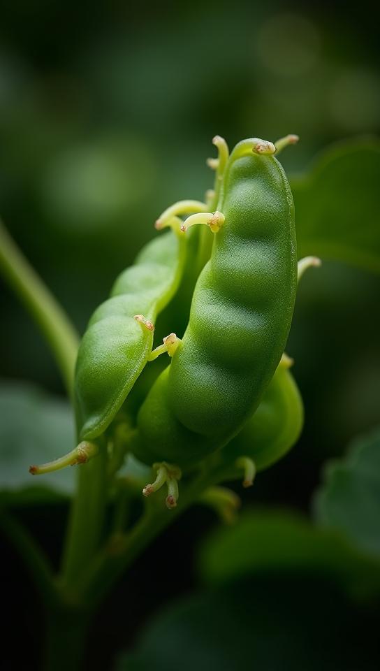 Food photography of a greenbean, Depressing, Japonism Art, Slow Shutter Speed