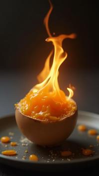 Food photography of a creme egg, exploration of rhythm and movement, art by Gerda Taro, Fujifilm XT