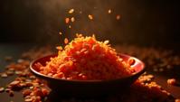 Food photography of a glamourous Asian hot sauce oats , Tranquil, Ambient lighting, Kodak Ektar