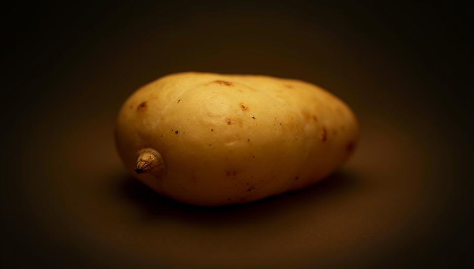 stylized by Joseph Beuys Jo Ann Callis , Food photography of a spuds, moody lighting, Orton effect
