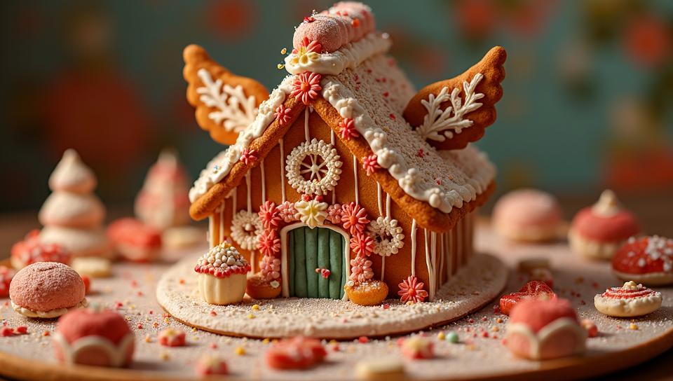 Food photography of a gingerbread, made from Supernova, elegant, Wide view