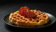 Food photography of a Inca waffle, smooth, moody lighting, Nikon Z